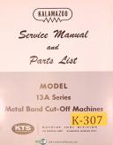 Kalamazoo 13A Series, Metal BAnd Cut-Off, Service & Parts Manual 1973